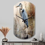 Graceful Heron Waterbird IV - Asymmetric Metal Wall Clock