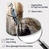 Graceful Heron Waterbird IV - Asymmetric Metal Wall Clock