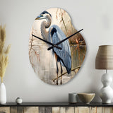 Graceful Heron Waterbird IV - Asymmetric Metal Wall Clock