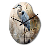 Graceful Heron Waterbird IV - Asymmetric Metal Wall Clock