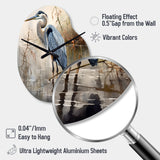 Graceful Heron Waterbird IV - Asymmetric Metal Wall Clock