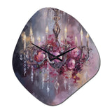 Elegant Floral Chandelier I - Asymmetric Metal Wall Clock