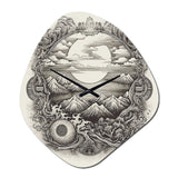 Timeless Asian Landscape - Asymmetric Metal Wall Clock