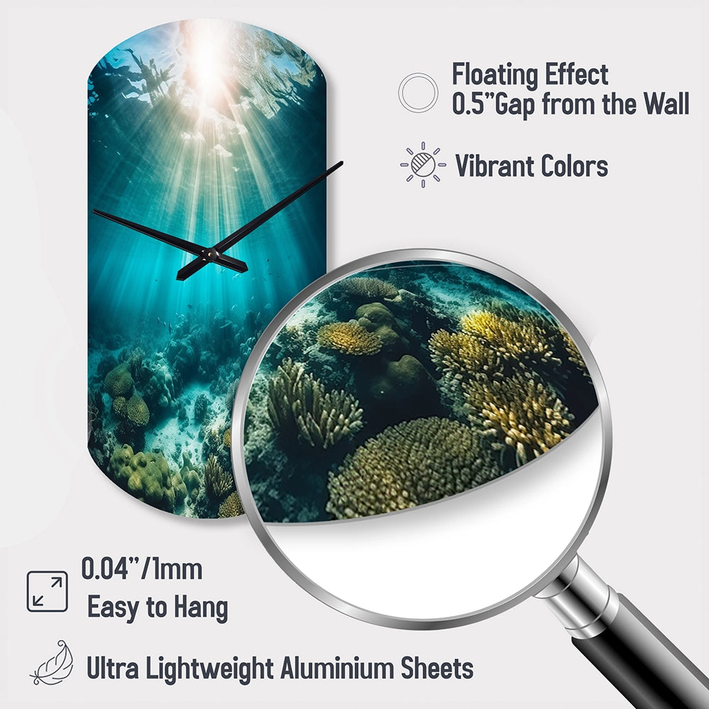Underwater Coral IV - Asymmetric Metal Wall Clock