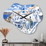 Greek Santorini Odyssey I - Asymmetric Metal Wall Clock