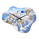 Greek Santorini Odyssey II - Asymmetric Metal Wall Clock