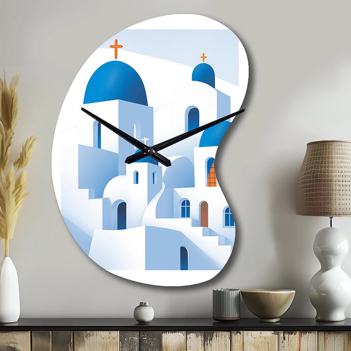 Greek Santorini Odyssey IV - Asymmetric Metal Wall Clock