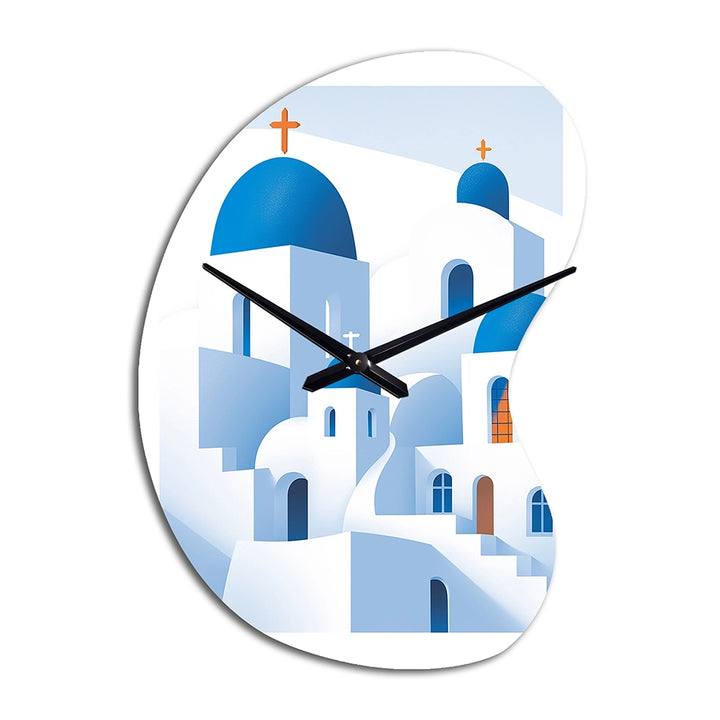 Greek Santorini Odyssey IV - Asymmetric Metal Wall Clock
