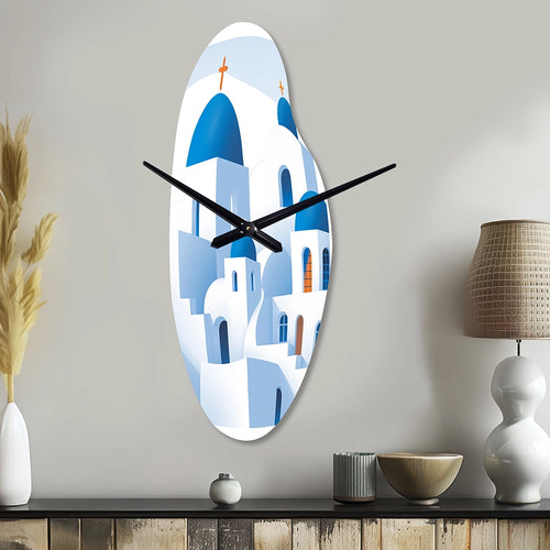 Greek Santorini Odyssey IV - Asymmetric Metal Wall Clock