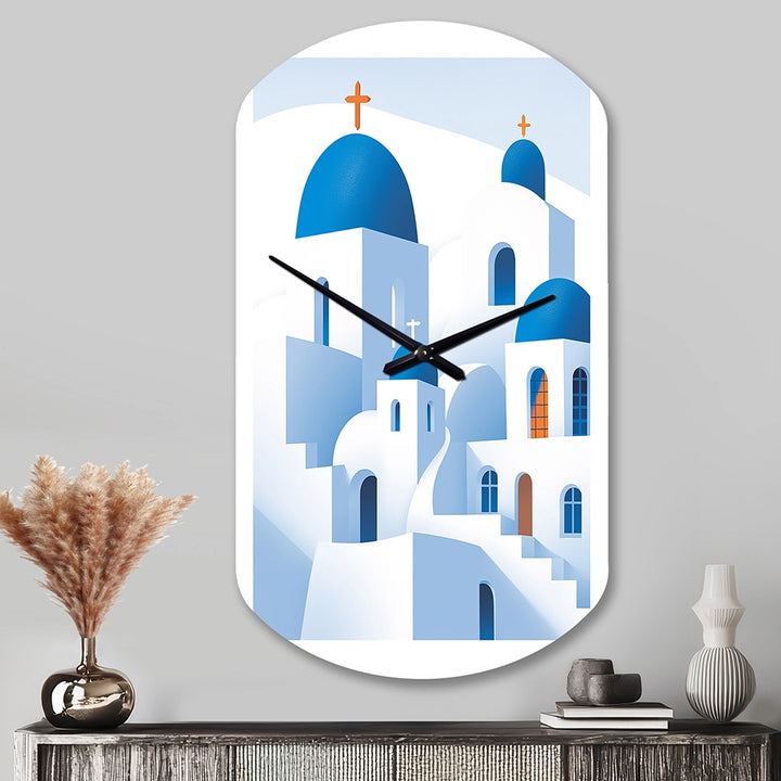 Greek Santorini Odyssey IV - Asymmetric Metal Wall Clock