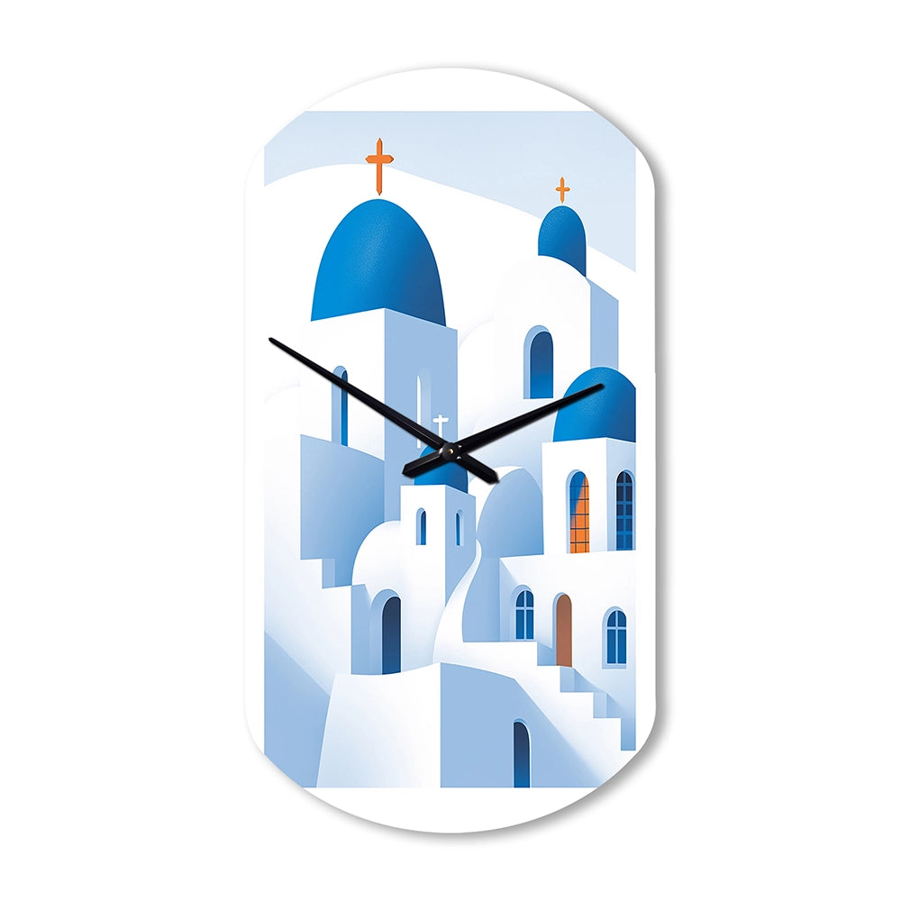 Greek Santorini Odyssey IV - Asymmetric Metal Wall Clock