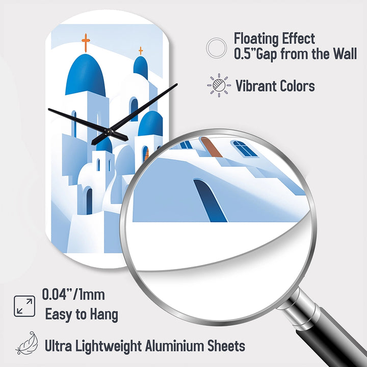 Greek Santorini Odyssey IV - Asymmetric Metal Wall Clock