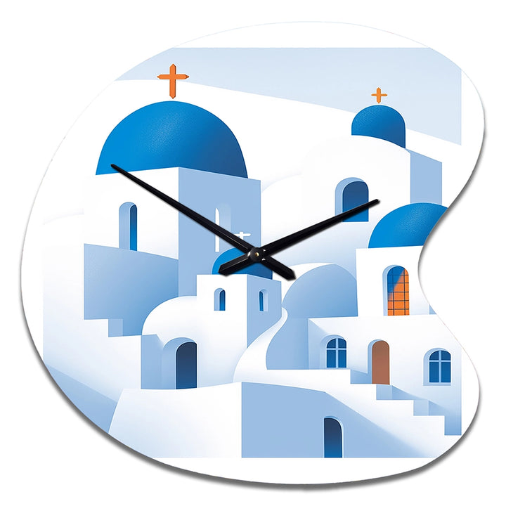 Greek Santorini Odyssey IV - Asymmetric Metal Wall Clock