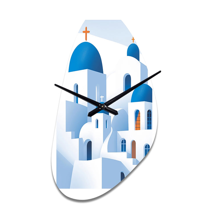 Greek Santorini Odyssey IV - Asymmetric Metal Wall Clock