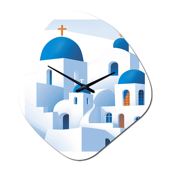 Greek Santorini Odyssey IV - Asymmetric Metal Wall Clock