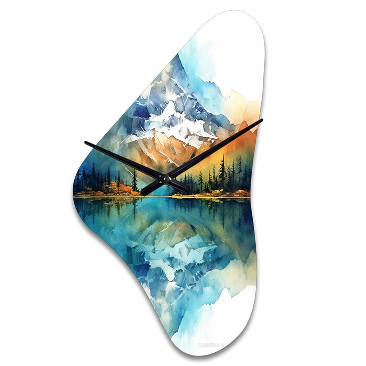 Calming Mountain Riverside III - Asymmetric Metal Wall Clock