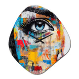 Female Pop Art Portrait I - Asymmetric Metal Wall Clock