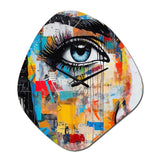 Female Pop Art Portrait I - Asymmetric Metal Wall Clock