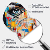 Female Pop Art Portrait I - Asymmetric Metal Wall Clock