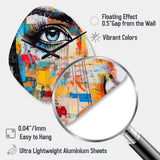 Female Pop Art Portrait I - Asymmetric Metal Wall Clock