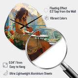 Woman In Paris Portrait V - Asymmetric Metal Wall Clock