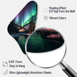 Yukon Northern Lights Beauty IV - Asymmetric Metal Wall Clock