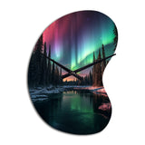 Yukon Northern Lights Beauty IV - Asymmetric Metal Wall Clock
