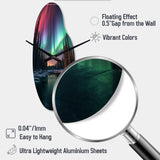 Yukon Northern Lights Beauty IV - Asymmetric Metal Wall Clock