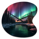 Yukon Northern Lights Beauty IV - Asymmetric Metal Wall Clock