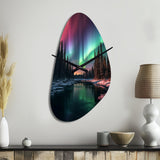 Yukon Northern Lights Beauty IV - Asymmetric Metal Wall Clock