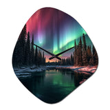Yukon Northern Lights Beauty IV - Asymmetric Metal Wall Clock