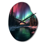 Yukon Northern Lights Beauty IV - Asymmetric Metal Wall Clock