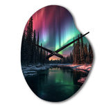 Yukon Northern Lights Beauty IV - Asymmetric Metal Wall Clock