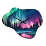 Northern Lights In Alaska II - Asymmetric Metal Wall Clock