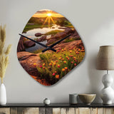 Oklahoma Wichita Mountains Sunset - Asymmetric Metal Wall Clock