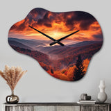 Tennessee Great Smoky Mountains Sunset I - Asymmetric Metal Wall Clock