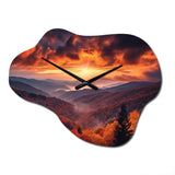 Tennessee Great Smoky Mountains Sunset I - Asymmetric Metal Wall Clock