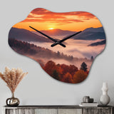 Tennessee Great Smoky Mountains Sunset II - Asymmetric Metal Wall Clock
