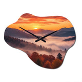Tennessee Great Smoky Mountains Sunset II - Asymmetric Metal Wall Clock