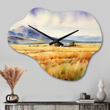 Wyoming Yellow Prairies - Asymmetric Metal Wall Clock