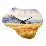 Wyoming Yellow Prairies - Asymmetric Metal Wall Clock