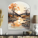 Orange Grey African Valley - Asymmetric Metal Wall Clock