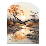 Orange Grey African Valley - Asymmetric Metal Wall Clock