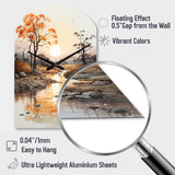 Orange Grey African Valley - Asymmetric Metal Wall Clock