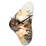 Orange Grey African Valley - Asymmetric Metal Wall Clock