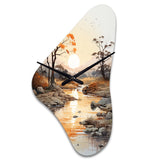 Orange Grey African Valley - Asymmetric Metal Wall Clock