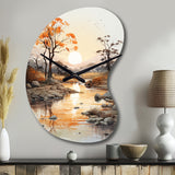 Orange Grey African Valley - Asymmetric Metal Wall Clock