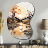 Orange Grey African Valley - Asymmetric Metal Wall Clock