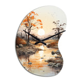Orange Grey African Valley - Asymmetric Metal Wall Clock