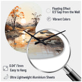 Orange Grey African Valley - Asymmetric Metal Wall Clock